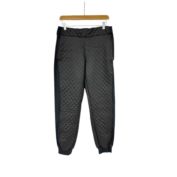 Sweaty Betty Gray Black Quilted Coated Athletic Joggers Womens Large - Picture 1 of 7